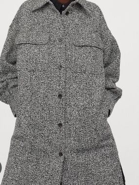 H&M Black and White Tweed Long Shacket